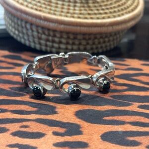 Taxco Silver Bracelet with Black Onyx